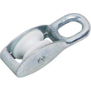 t.b.t. Bloczek linowy, ocynkowany, z białym plastikowym kołem.