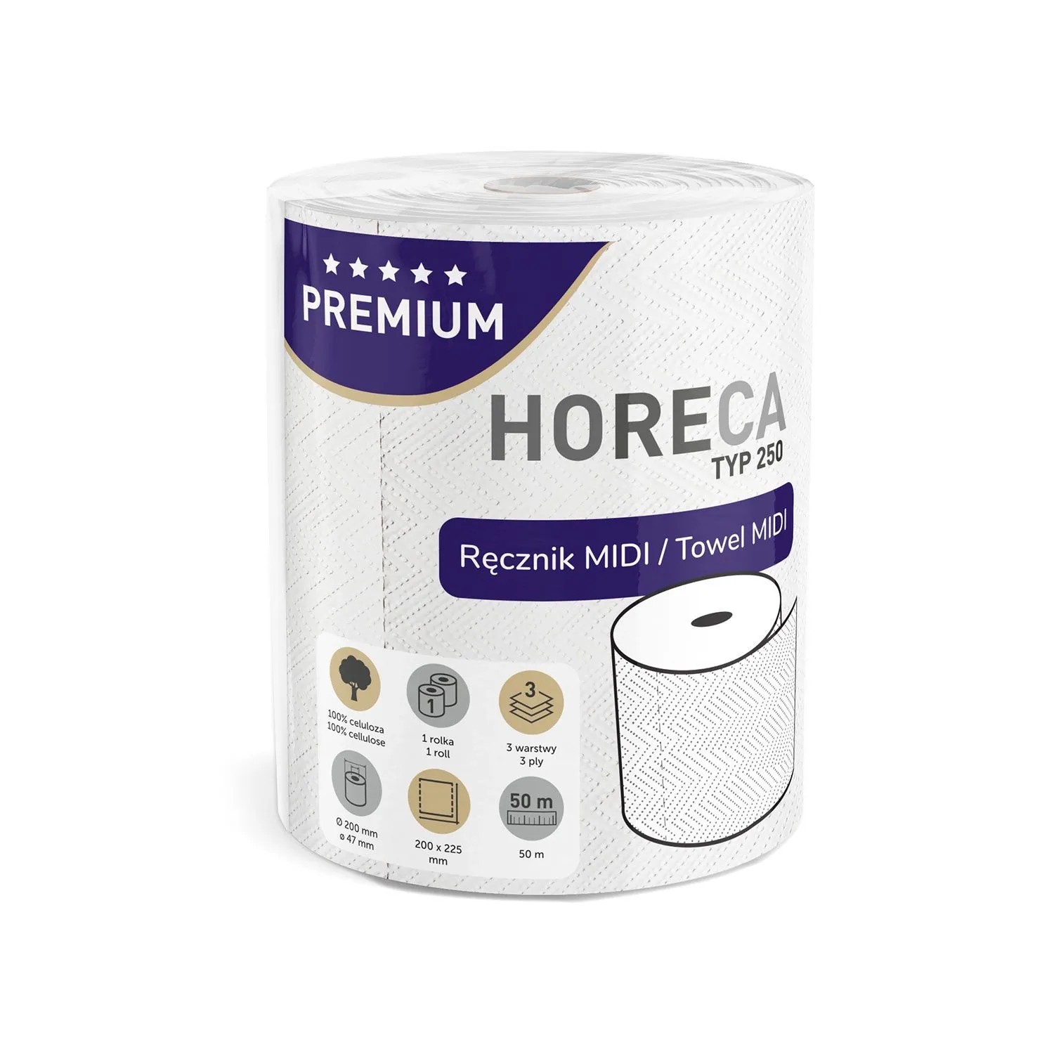 Ręcznik papierowy HORECA PREMIUM MIDI 250 listków 3-warstwowy