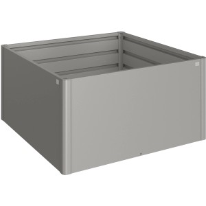 Podwyższona grządka Biohort, 1,5x1,5 m, kwarcowy szary metalik. Kwadratowa metalowa grządka podwyższona do ogrodu i roślin.