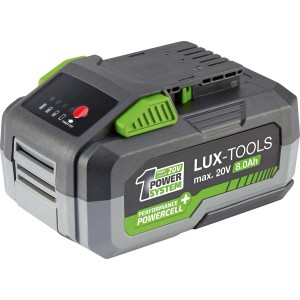 Akumulator LUX-TOOLS AK-20/8.0, 20 V, 8 Ah do urządzeń 1 PowerSystem. Szary z zielonymi akcentami.