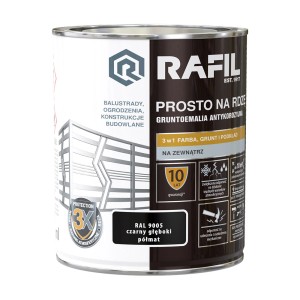 Puszka farby antykorozyjnej Rafil, czarna, do metalu, 750 ml.