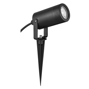 Czarny reflektor zewnętrzny t.b.t. z kolcem do wbicia w ziemię do ogrodu.