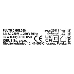 Struhm Lampa podtynkowa PLUTO C 1xGU10 35W śr. 7,8cm złota