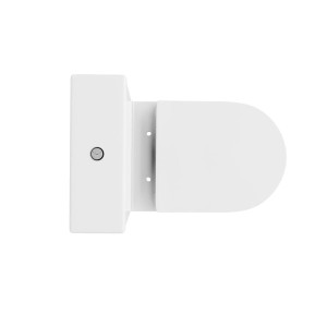 Białe, kompaktowe WC t.b.t., widok z góry.