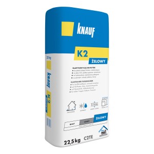 Klej do płytek Knauf K2, elastyczny, worek 22,5 kg. Do płytek i płyt.