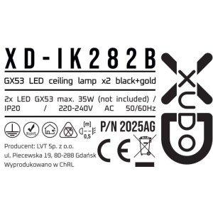 DPM Lampa punktowa 2xGX53 max. 35W czarno-złota