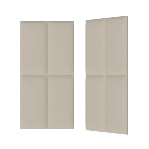 Beżowe panele ścienne t.b.t., tapicerowane, do dekoracji ścian.