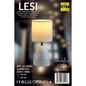 Candellux lampka stołowa LESI ceramiczna beżowa 1xE14 40W abażur szary