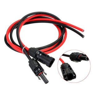 Kable t.b.t. do systemów fotowoltaicznych, czerwone i czarne.