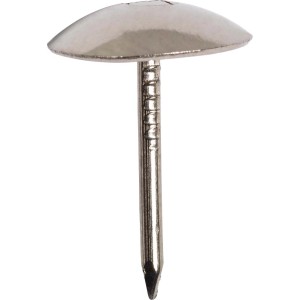 Zbliżenie: Gwoździe tapicerskie LUX, 8 mm, niklowane, do mocowania tkanin obiciowych.