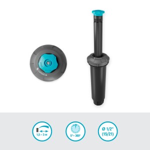 Zraszacz wynurzalny Gardena SD30 do trawników do 30 m². Automatyczne nawadnianie z regulowanym zakresem zraszania.