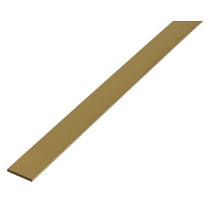 Płaski pręt mosiężny, 2x10x1000 mm, kolor złoty.