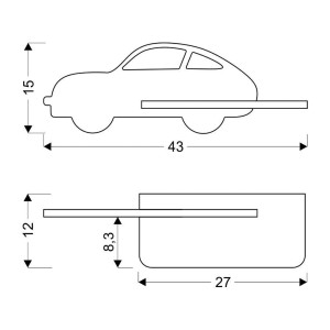 Rysunek techniczny t.b.t. LED Kinkiety z wymiarami.