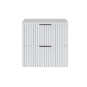 Szafka pod umywalkę t.b.t., biała, z dwiema szufladami i ryflowanym frontem.