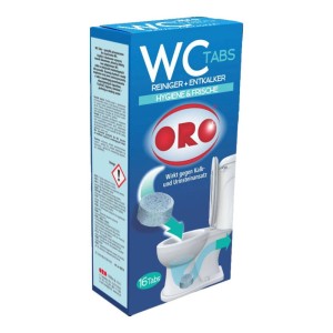ORO WC Tabs Środek czyszczący + Odkamieniacz, 16 sztuk. Dla higieny i świeżości w toalecie.