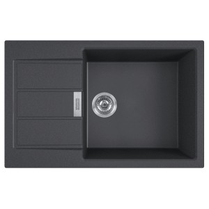 Szary granitowy zlew t.b.t. z ociekaczem i komorą.