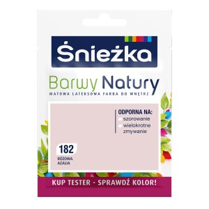Śnieżka farba do ścian Różowa Azalia, próbka koloru do wnętrz.