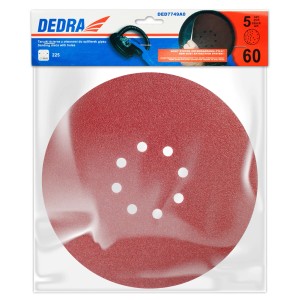 Czerwona tarcza ścierna t.b.t. z otworami, gradacja 60, średnica 225 mm.