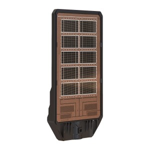 Nowoczesna, czarna lampa zewnętrzna t.b.t. z panelem solarnym do ogrodu.