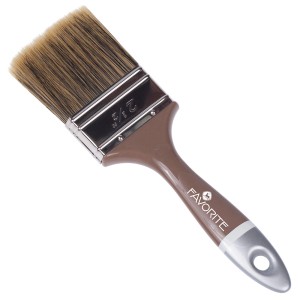 Pędzel t.b.t. z brązową rączką i jasną główką włosia.