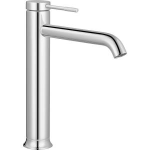 Chromowana bateria umywalkowa.