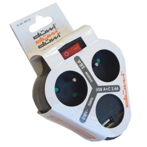 Düwi Rozgałęźnik 2 x 2P+Z USB STAY biały