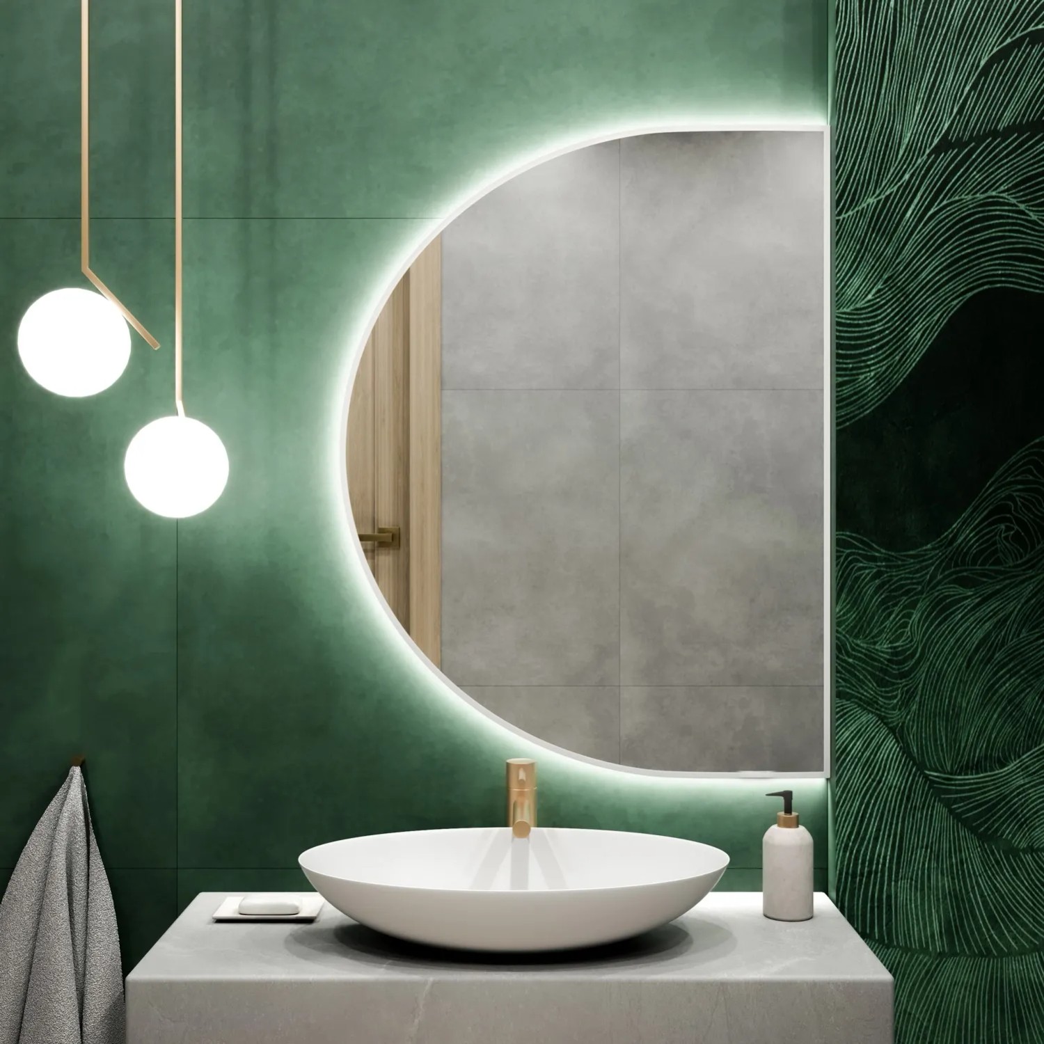 Lustro LED SemiRound Białe Neutralne 110x65