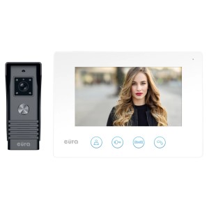 Domofon t.b.t. z stacją zewnętrzną i wewnętrzną do komunikacji drzwiowej.