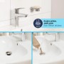Bateria umywalkowa Grohe Start S-Size z korkiem automatycznym Push-open w nowoczesnej łazience.