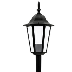 Czarna dekoracyjna lampa zewnętrzna w klasycznym stylu.