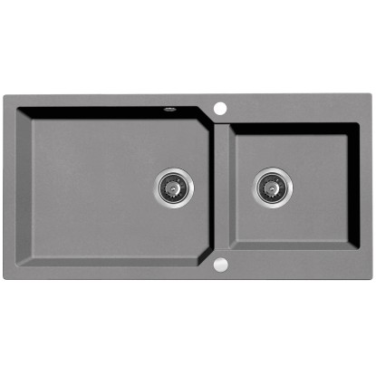 Laveo Zlewozmywak Milos 2-komorowy szary - 98 x 50 cm
