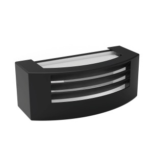 Nowoczesny, czarny kinkiet zewnętrzny t.b.t. do nastrojowego oświetlenia.