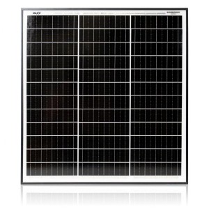 Czarny panel fotowoltaiczny t.b.t. z drobną siatką i srebrnymi liniami.