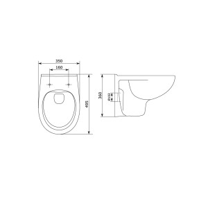 Rysunek techniczny zestawu WC t.b.t. z wymiarami do instalacji.