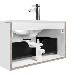 t.b.t. syfon do szafki umywalkowej, widok szczegółowy instalacji.