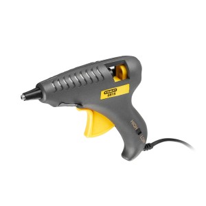 Szary pistolet do kleju na gorąco z żółtym spustem Stanley GR15.