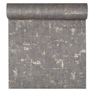 Szara tapeta dekoracyjna z abstrakcyjnym wzorem, zwinięta.