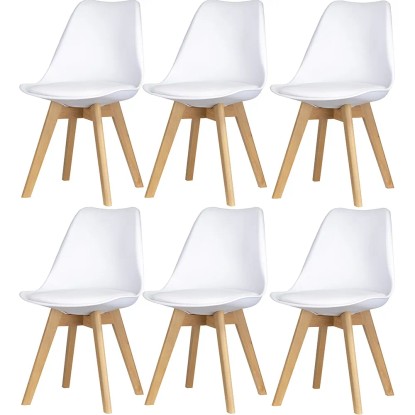 Komplet sześciu krzeseł do jadalni Sara ekoskóra białe
