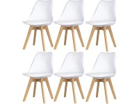 Komplet sześciu krzeseł do jadalni Sara ekoskóra białe