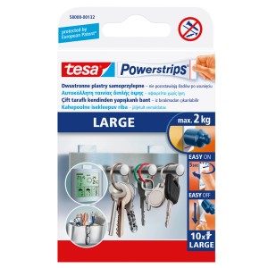 Tesa Powerstrips Large: Taśmy klejące do wieszania przedmiotów do 2 kg.