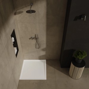 Brodzik kwadratowy Schedpol Nova 90x90x5 cm biały gładki biała maskownica