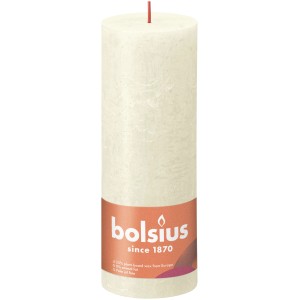 Bolsius Świeca Rustykalna Shine, 19 cm, Miękka Perła, dla przytulnej atmosfery.