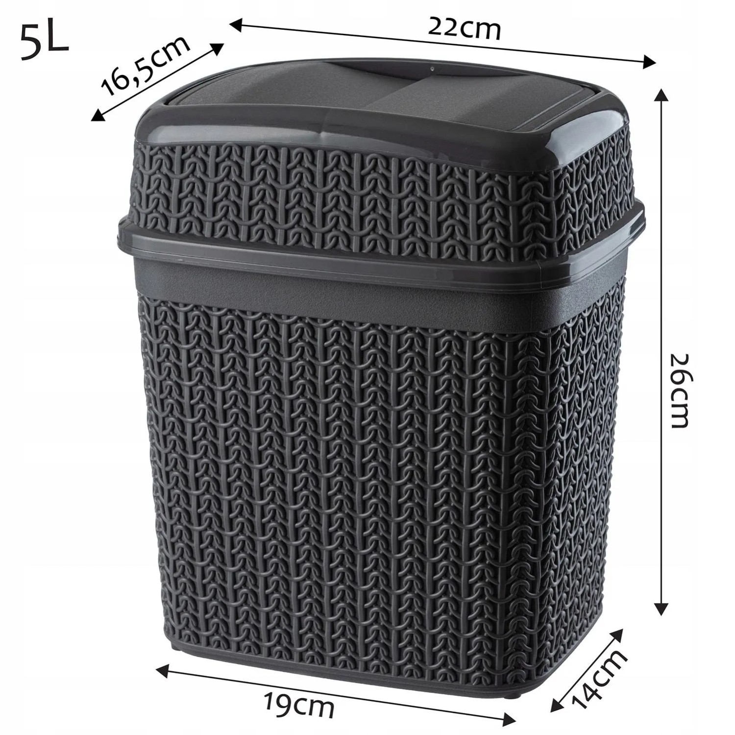 Kosz Tonni 5L Grafit 20x14x19_6