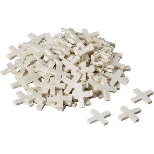 Białe krzyżyki dystansowe LUX Classic 5 mm z tworzywa sztucznego do wyrównywania płytek.