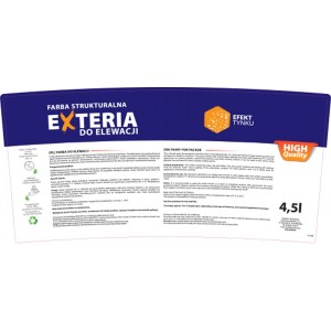 Puszka farby elewacyjnej Exteria, farba strukturalna do ścian zewnętrznych, 4,5l.