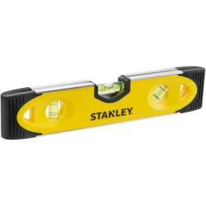 Żółta poziomica Stanley Torpedo (23 cm) z tworzywa/aluminium z trzema libellami.