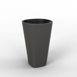 Antracytowa doniczka Orbis Muza, 60,7 cm, z tworzywa sztucznego z żebrowanym wzorem.