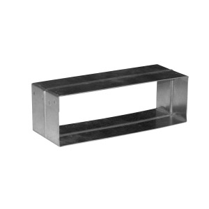 Prostokątny łącznik metalowy t.b.t. do akcesoriów kominkowych.