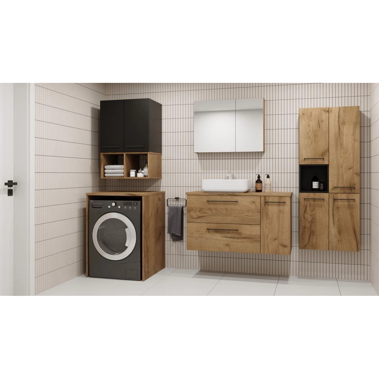 Defra Szafka Metro pod umywalkę 80 cm 2 szuflady dąb złoty_3