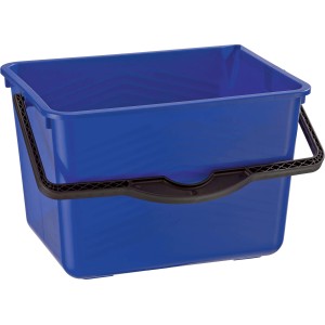 Niebieskie wiadro na farby LUX Classic, 15 l, z czarnym uchwytem i wylewką do farb i powłok.